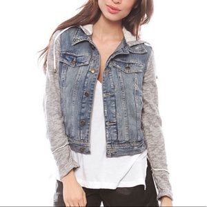 Free People Denim Knit Distressed Jacket no hood!